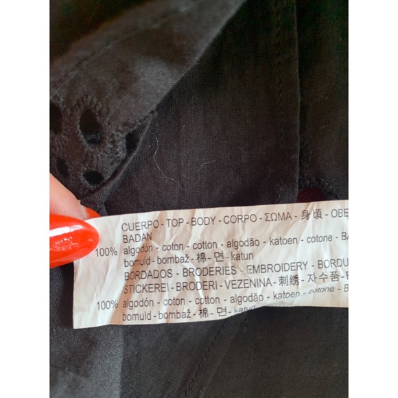 Zara black eyelet off the shoulder long sleeve top, S - Picture 11 of 12